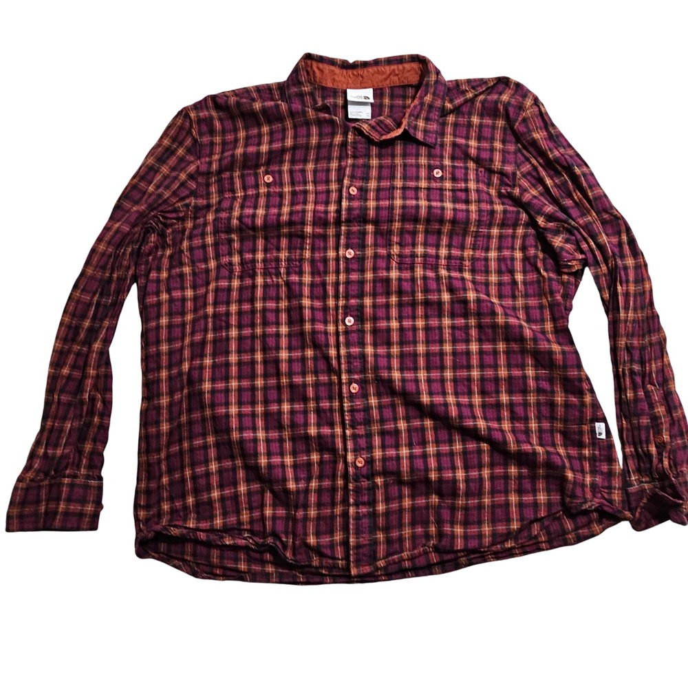 The North Face Mens Arroyo Flannel Shirt Burgundy Orange‎ Plaid NF0A5A8U XXL F23